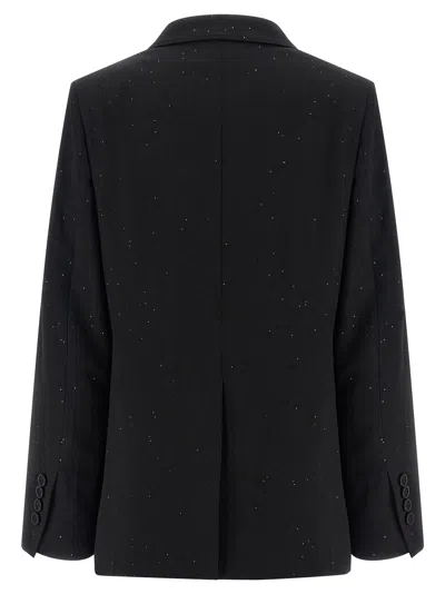 Herno Micro Sequin Double-breasted Blazer In Black