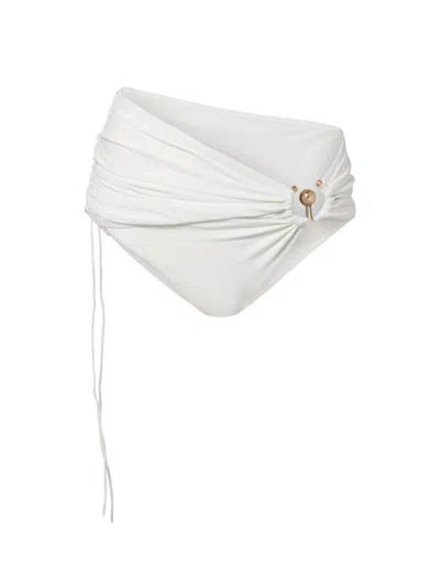 Christopher Esber Orbit Ruched Bikini Bottoms In White