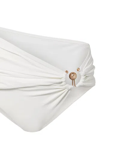 Christopher Esber Orbit Ruched Bikini Bottoms In White