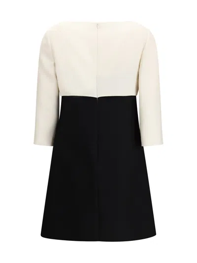 Valentino Garavani Crepe Couture Short Dress With Bow And Contrasting Sleeves Clothing In Black