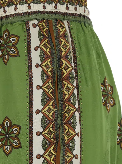 Alemais Contina Multicolor Pants With Elastic Drawstring Waist And All-over Print In Viscose Woman In Green