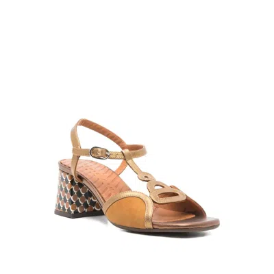 Chie Mihara Letouche T-strap Patterned Sandals In Gold