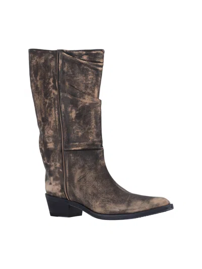 Khaite Calf Leather Pointed-toe Boots In Black