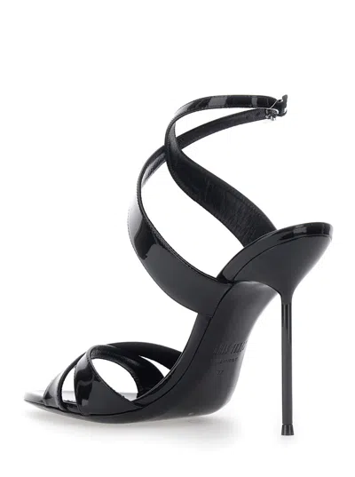Paris Texas Lidia Black Sandals With High Stiletto Heel And Criss-crossed Ankle Strap In Patent Leather Woman