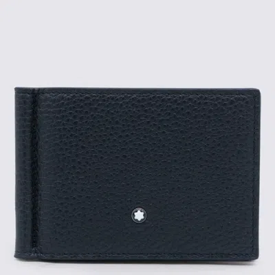 Montblanc Black Leather Wallet In Blue