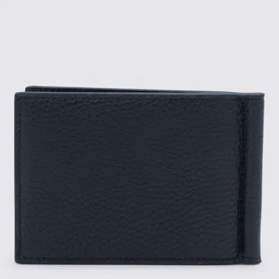 Montblanc Black Leather Wallet In Blue