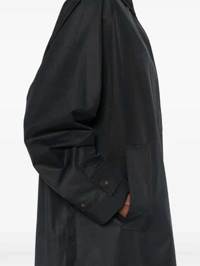 Studio Nicholson Black Coat With Concealed Button Placket In Black