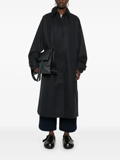 Studio Nicholson Black Coat With Concealed Button Placket In Black
