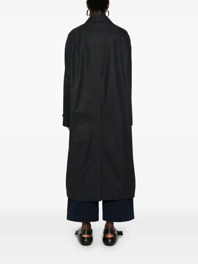 Studio Nicholson Black Coat With Concealed Button Placket In Black
