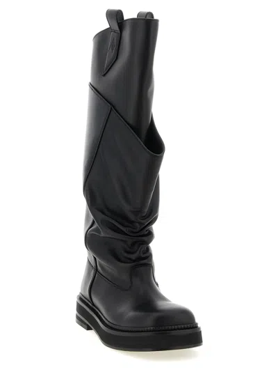 Attico Passeggiata Black Boots With Heel-tab And Rubber Sole In Leather Woman