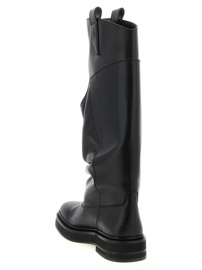 Attico Passeggiata Black Boots With Heel-tab And Rubber Sole In Leather Woman