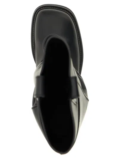 Attico Passeggiata Black Boots With Heel-tab And Rubber Sole In Leather Woman