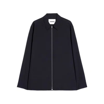 Jil Sander Textured Wool Jacket In Blue