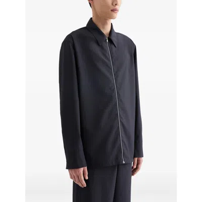 Jil Sander Textured Wool Jacket In Blue