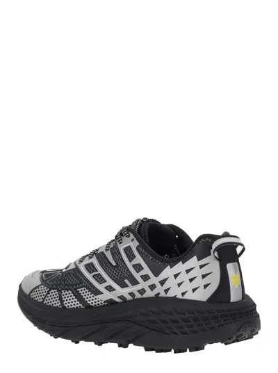Hoka U Speedgoat 2ts Black Low Top Sneakers With Printed Laces And Logo Lettering On The Side In Tech Fab
