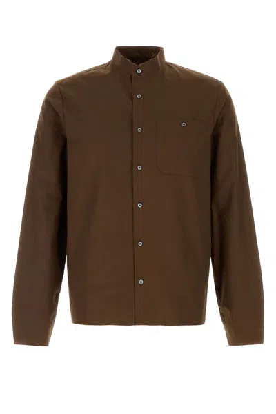Prada Brown Regular Solid Shirt In Brown