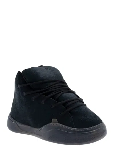 Erl Mid Vamp Black Sneakers With Logo Lettering On The Tongue In Suede Man