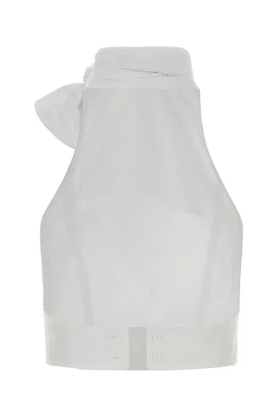 Dsquared2 Bow Detail Cropped Halterneck Sleeveless Top In White