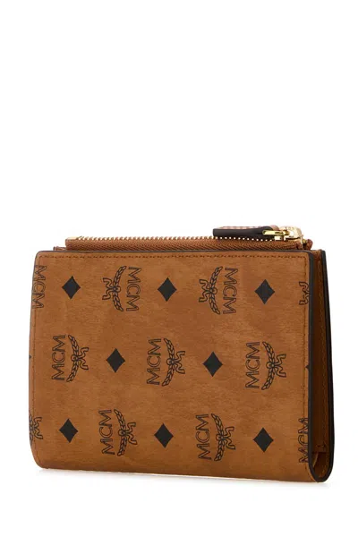 Mcm Printed Canvas Wallet In Brown