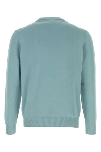 Fedeli Light Blue Solid Sweaters In Blue