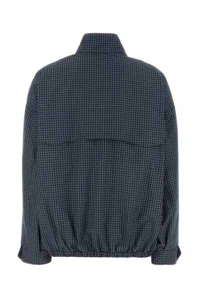 Miu Miu Nylon Blend Jacket Check Pattern Hem In Blue