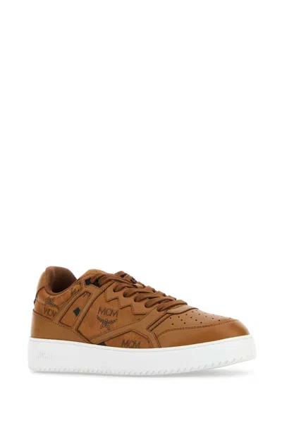 Mcm Multicolor Canvas And Leather Sneakers In Brown
