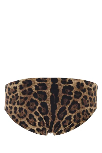 Dolce & Gabbana Drawstring Triangle Swimming Briefs In Brown