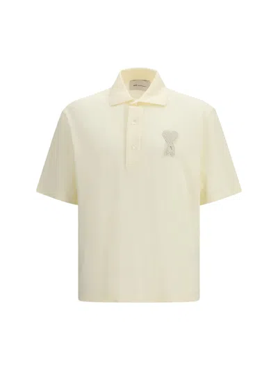 Ami Alexandre Mattiussi White Polo Shirt With Adc Patch Logo In Cotton Uomo In White