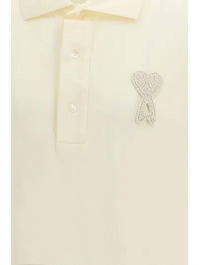 Ami Alexandre Mattiussi White Polo Shirt With Adc Patch Logo In Cotton Uomo In White