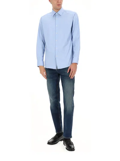 Hugo Boss Slim-fit Shirt In Structured Performance-stretch Jersey In Multi