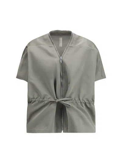 Rick Owens Bicolor Polyester Sleveless Jacket In Green