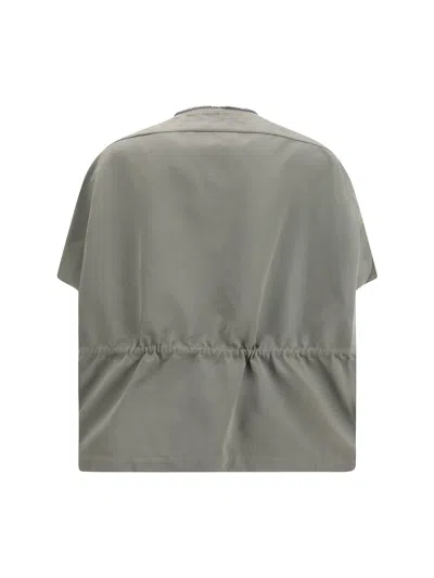 Rick Owens Bicolor Polyester Sleveless Jacket In Green