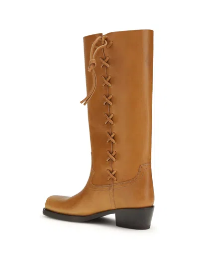 Paris Texas Brown Calf Leather Bos Taurus Lace-up Boots In Multi