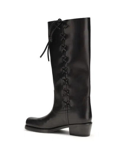 Paris Texas Black Calf Leather Bos Taurus Lace-up Boots In Multi