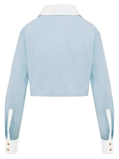 Vivienne Westwood Heart Cut Cropped Shirt Long Sleeves Buttons In Blue
