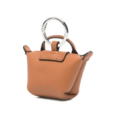 Longchamp Le Pliage Xtra Leather Airpod Bag Charm In Brown
