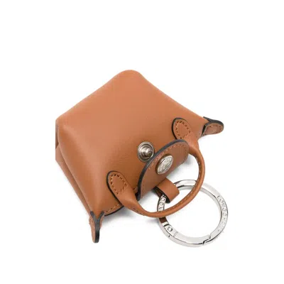 Longchamp Le Pliage Xtra Leather Airpod Bag Charm In Brown