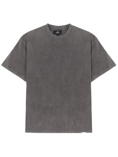 Represent Grey Solid Crew Neck T-shirt In Black