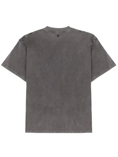 Represent Grey Solid Crew Neck T-shirt In Black