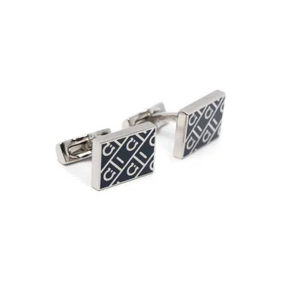Ferragamo Square Pattern Cufflinks In Black