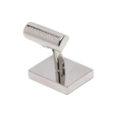 Ferragamo Square Pattern Cufflinks In Black