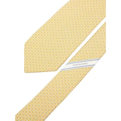 Ferragamo Patterned Tie In Yellow