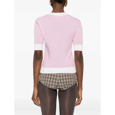 Marni Wool Blend Short Sleeve Crewneck Sweater In Pink