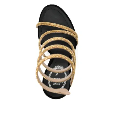 René Caovilla Crystal-embellished Stiletto Sandals With Spiraled Strap In Neutral