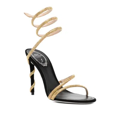 René Caovilla Crystal-embellished Stiletto Sandals With Spiraled Strap In Neutral