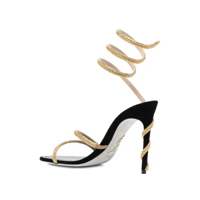 René Caovilla Crystal-embellished Stiletto Sandals With Spiraled Strap In Neutral