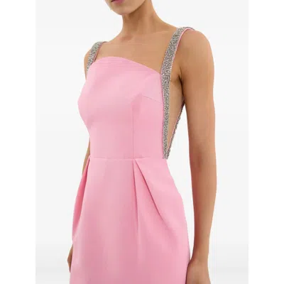 Rebecca Vallance Amaro Crystal-embellished Pleated Taffeta Midi Dress In Pink