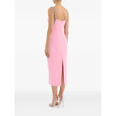 Rebecca Vallance Amaro Crystal-embellished Pleated Taffeta Midi Dress In Pink