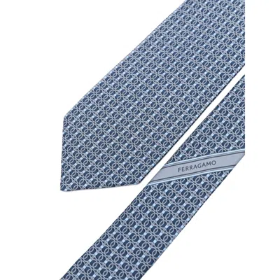 Ferragamo Patterned Silk Tie In Blue