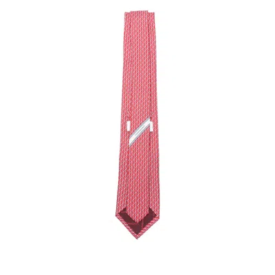 Ferragamo Racket-pattern Silk Tie In Red